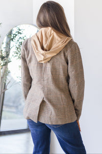 Vivienne Hooded Herringbone Blazer