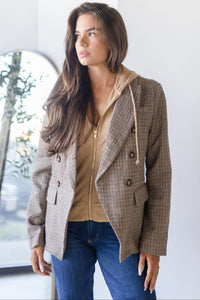 Vivienne Hooded Herringbone Blazer