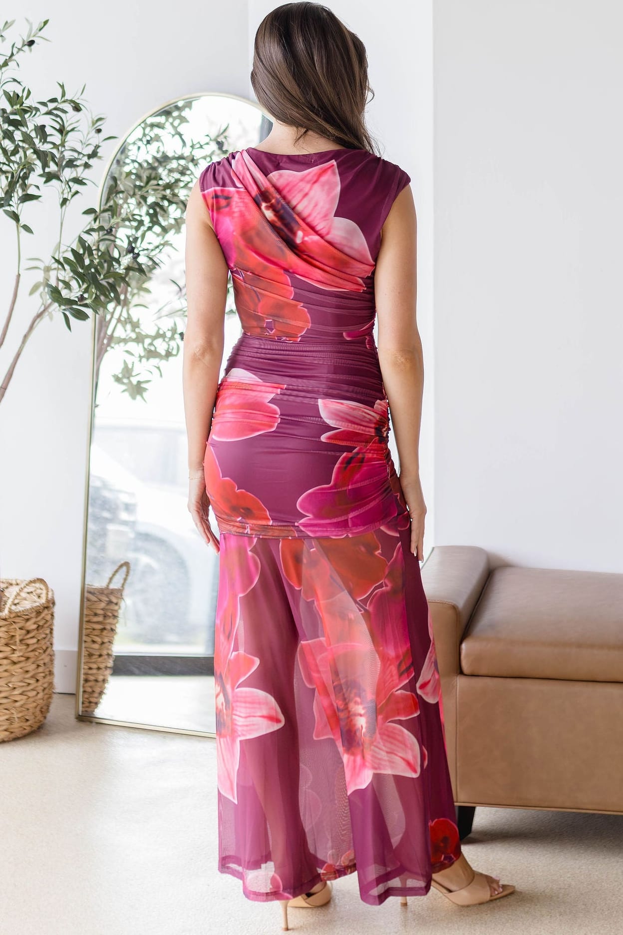 Parmida Mesh Floral Maxi Dress