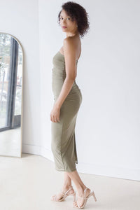 Rosana Strapless Ruched Midi Dress Rosana Strapless Ruched Midi Dress