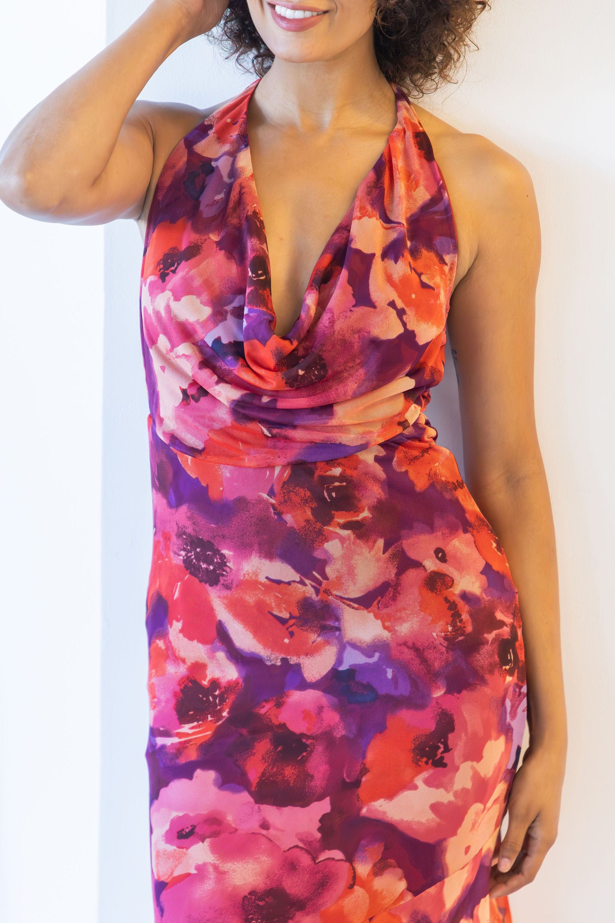 Sena Cowl Neck Ruched Maxi Dress Sena Cowl Neck Ruched Maxi Dress