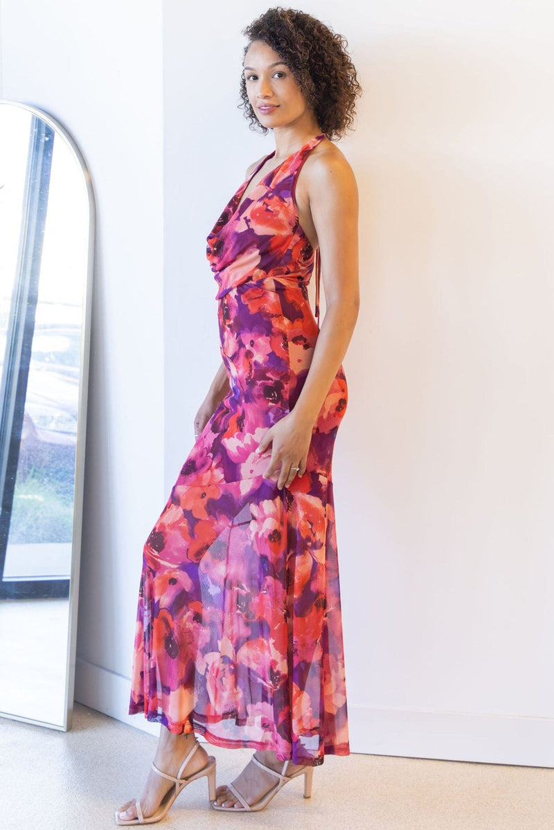 Sena Cowl Neck Ruched Maxi Dress Sena Cowl Neck Ruched Maxi Dress