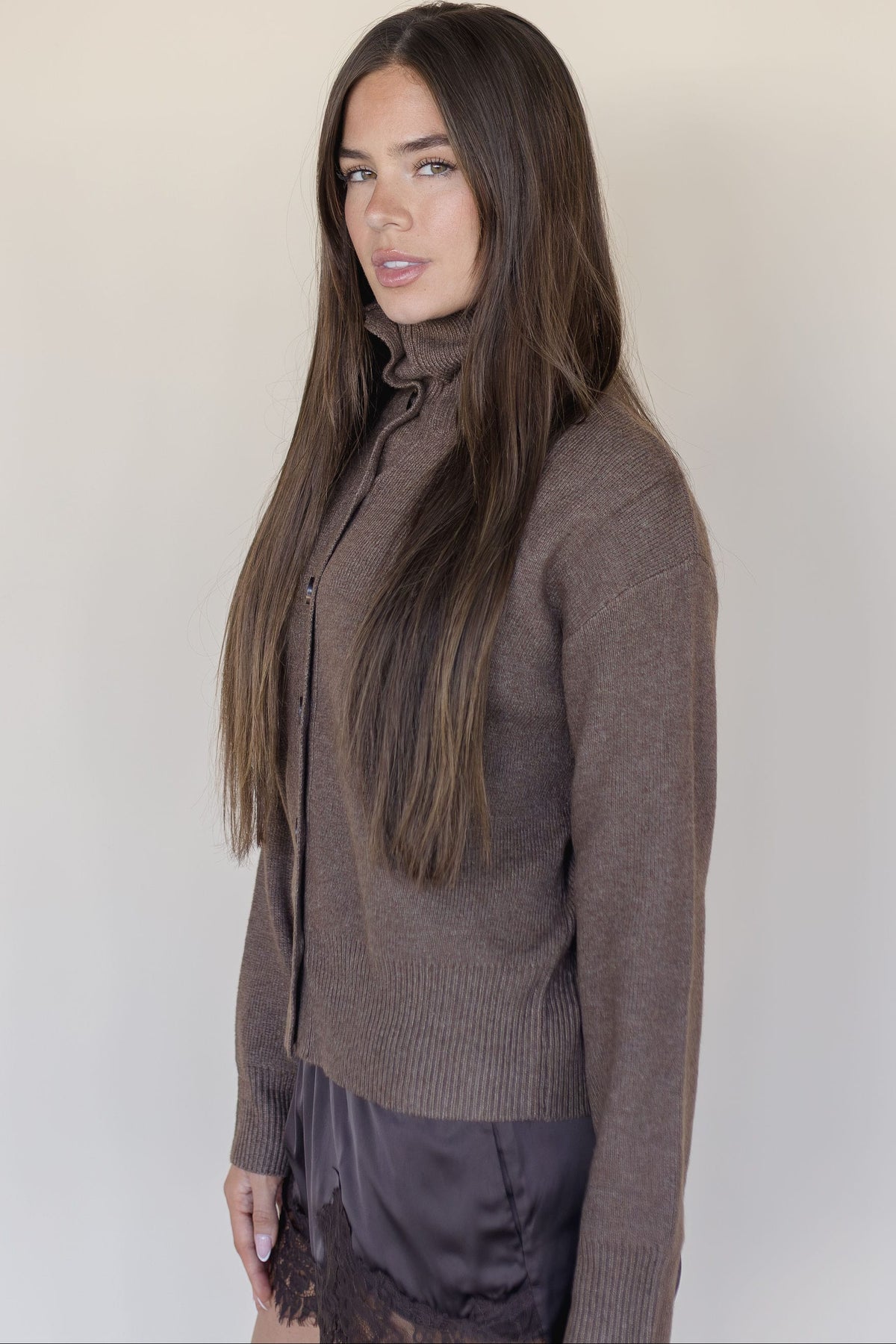 Linnea Mock Neck Button Cardigan