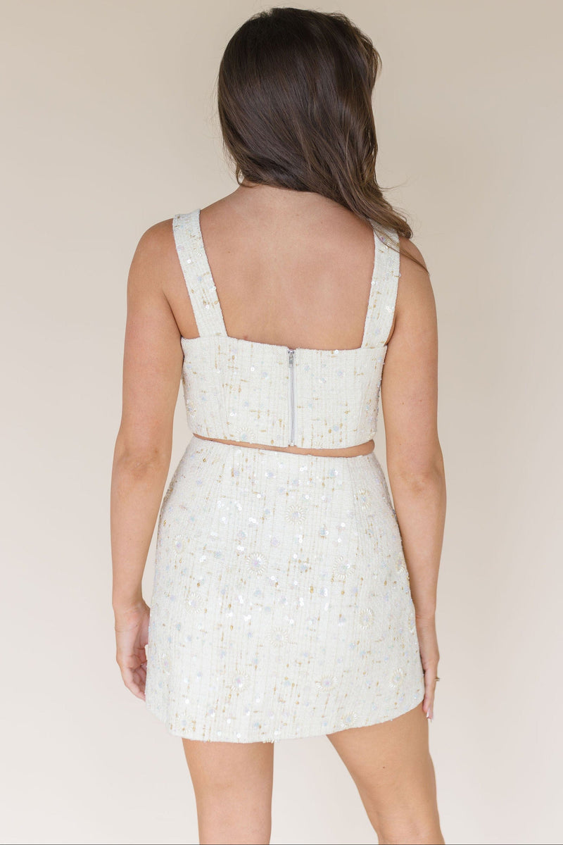 Jeany Beaded Tweed Crop Top Jeany Beaded Tweed Crop Top