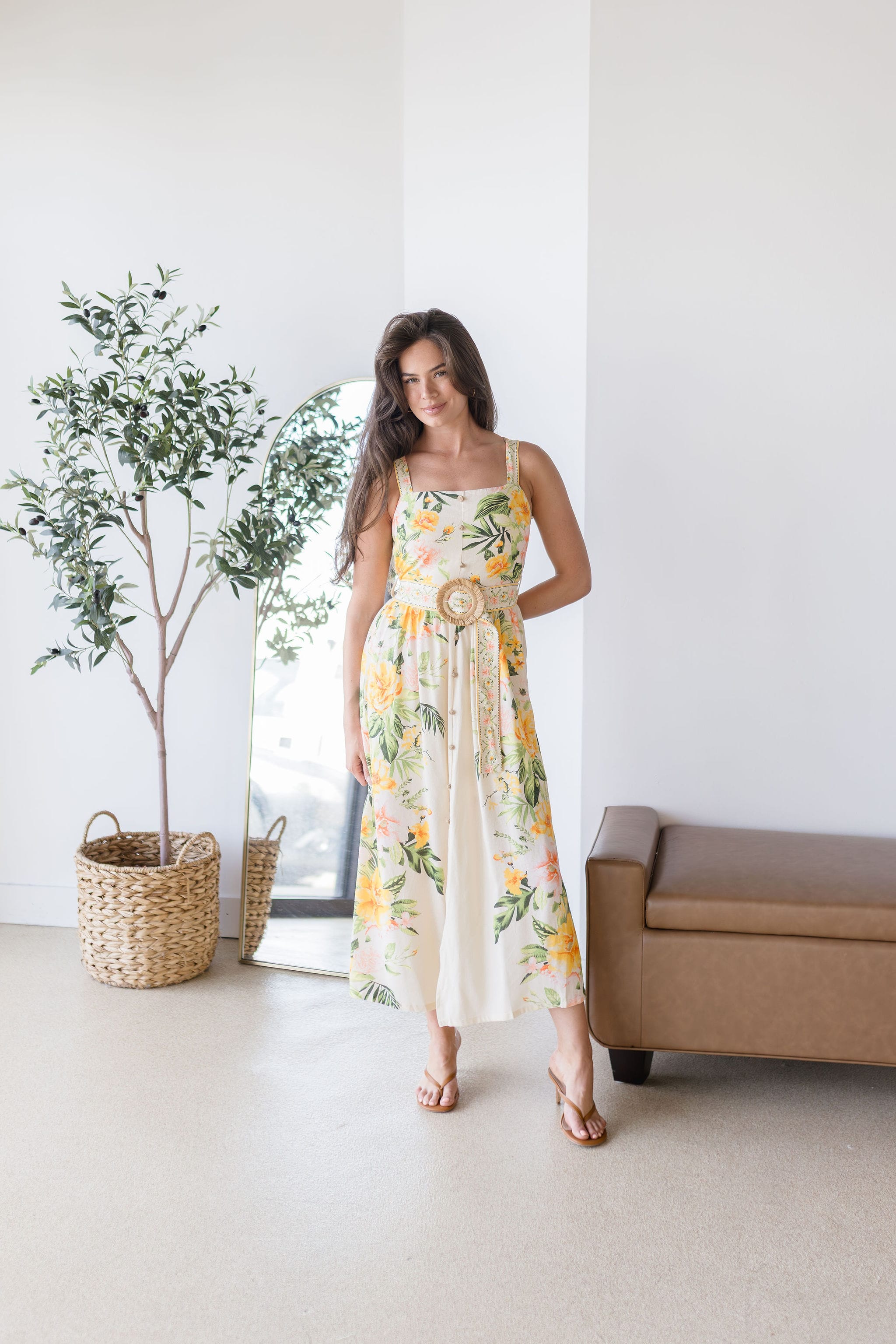 Heirloom Bloom Belted Midi Dress
