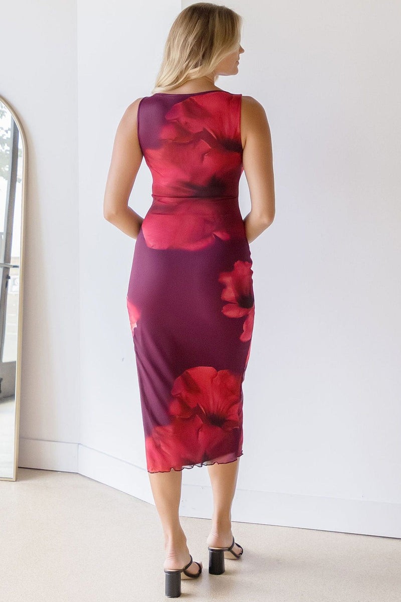 Jayci Floral Mesh Midi Dress Jayci Floral Mesh Midi Dress