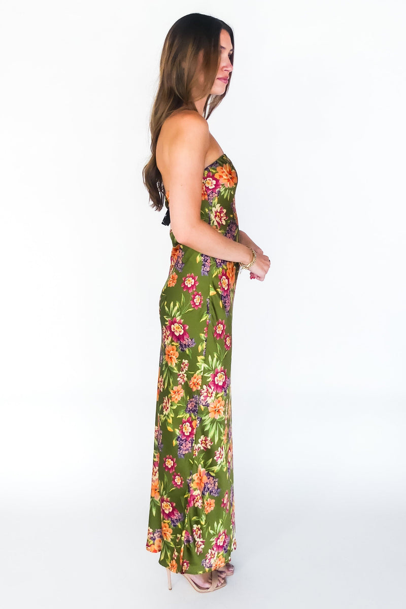 Art Of Bloom Strapless Maxi Dress