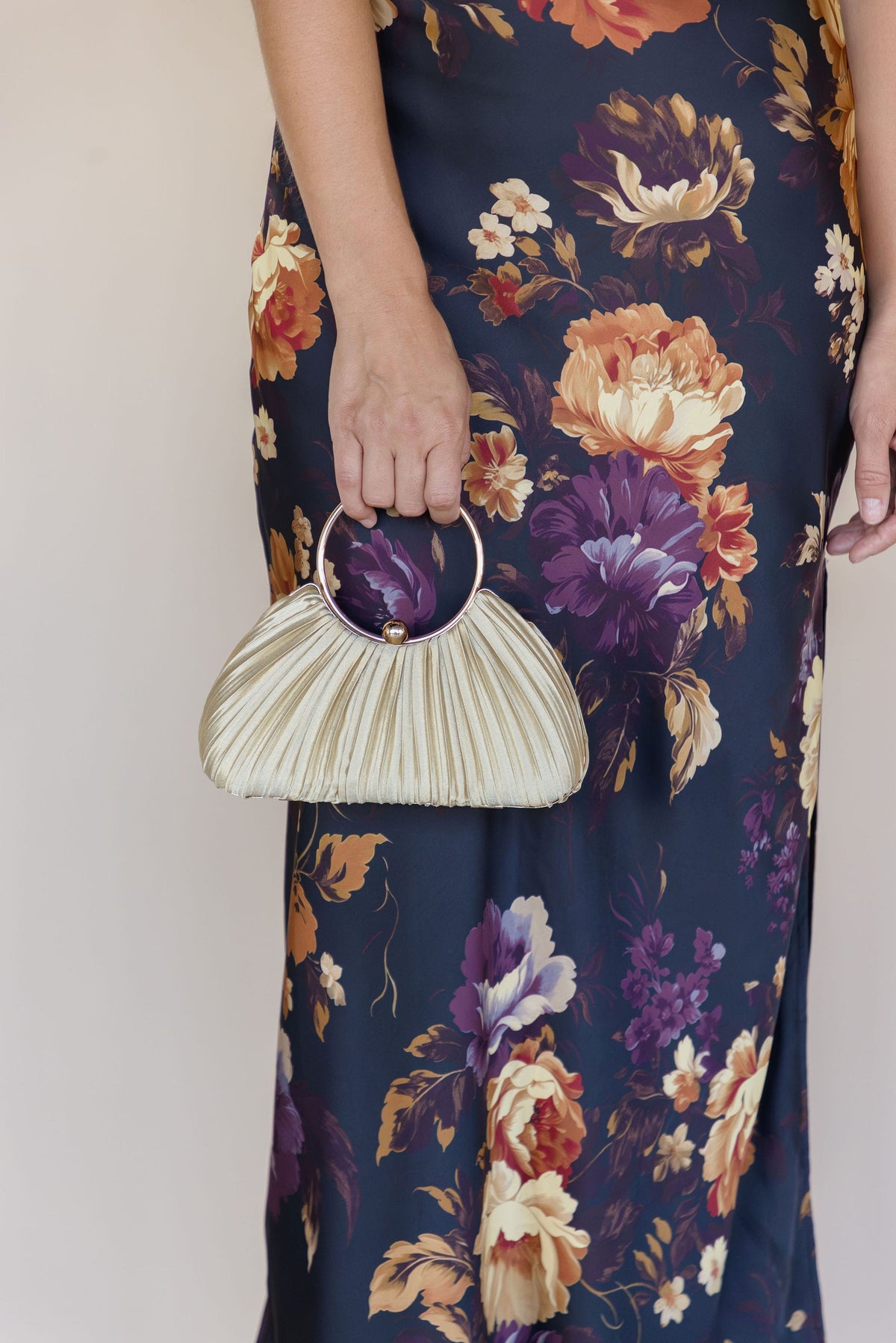 Ava Pleated Satin Evening Clutch