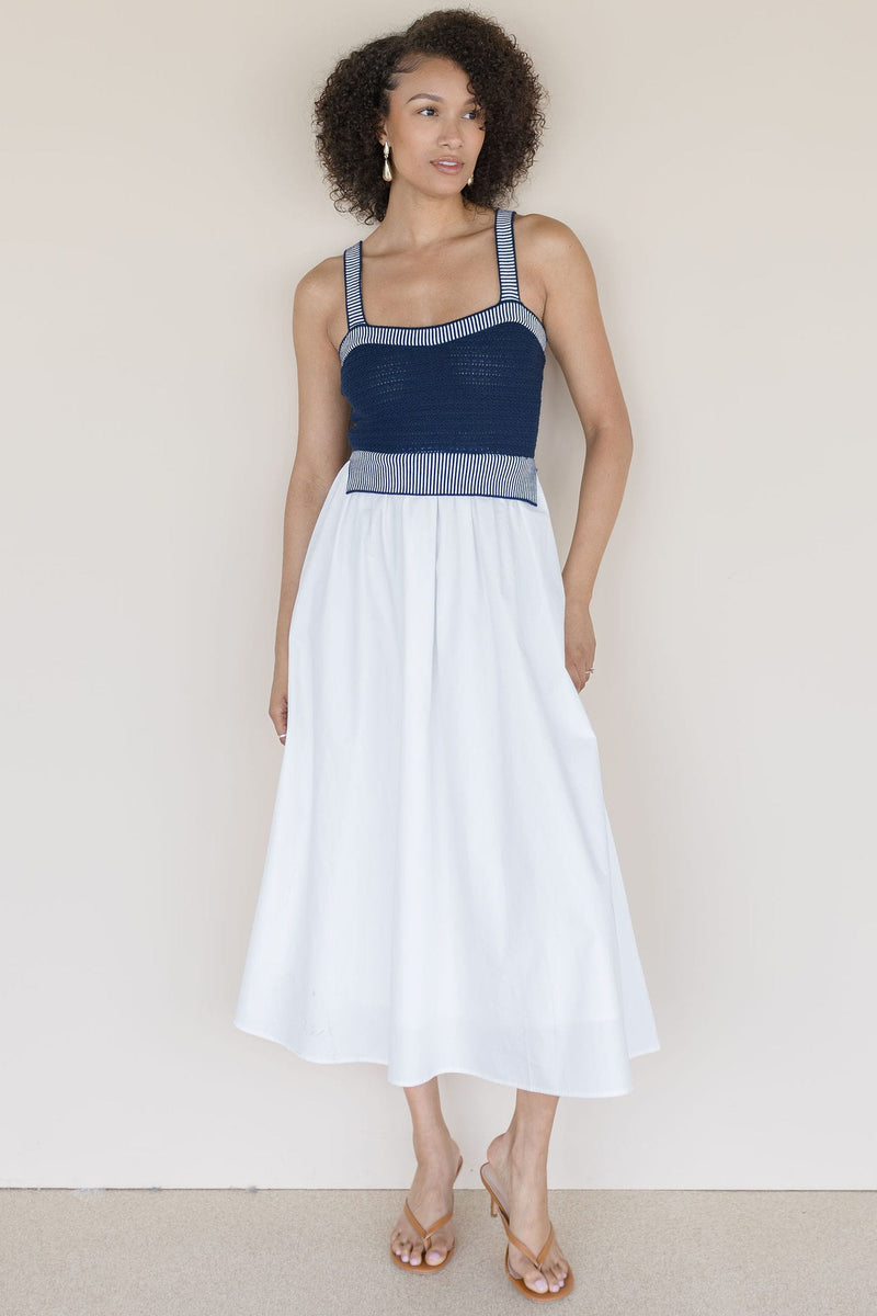 Moon River Mixed Media Knit Top Midi Dress Moon River Mixed Media Knit Top Midi Dress