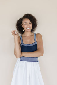 Coastal Drift Mixed Media Midi Dress