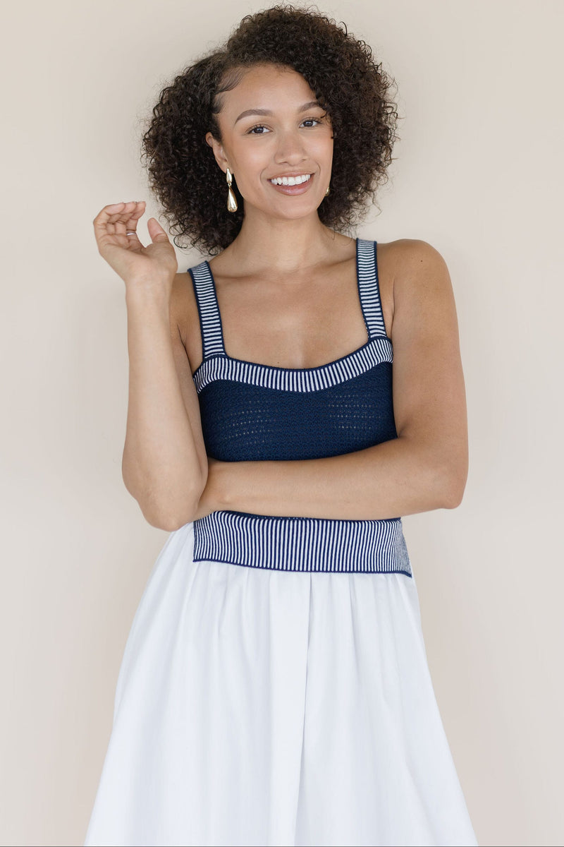 coastal cocktail dress Moon River Mixed Media Knit Top Midi Dress
