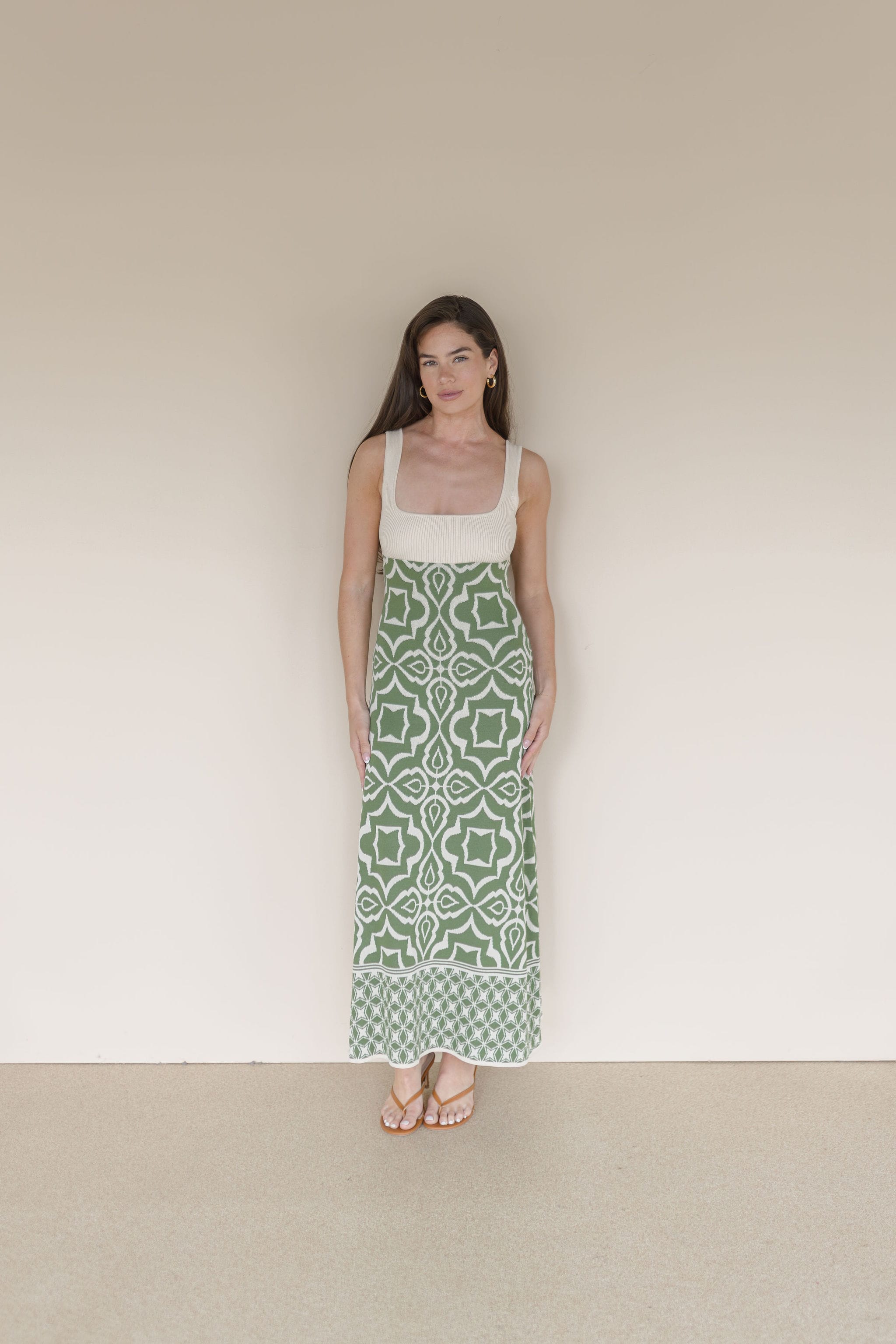 Verdant Rhythm Midi Dress