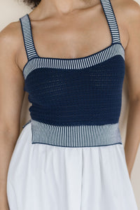 Coastal Drift Mixed Media Midi Dress