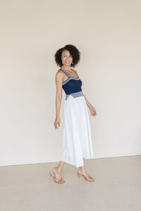 Coastal Drift Mixed Media Midi Dress