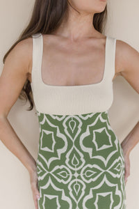 Verdant Rhythm Midi Dress
