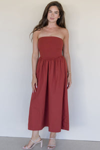 Elton Mixed Media Strapless Maxi Dress