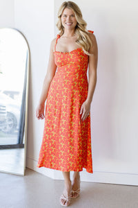 Poppy Field Midi Tie Dress