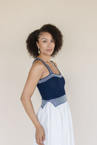 Coastal Drift Mixed Media Midi Dress