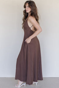 Elianna Linen Open Back Maxi Dress