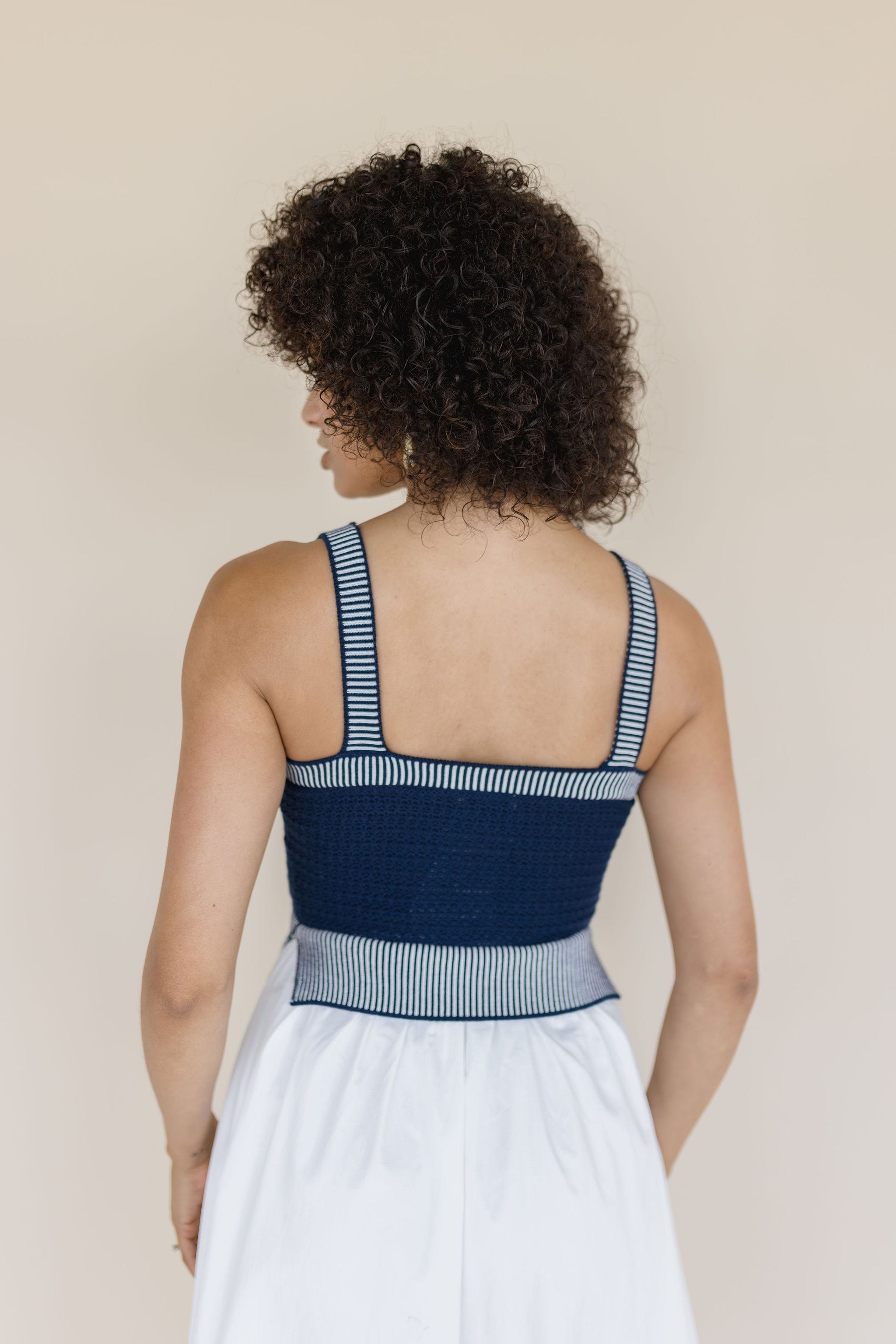 Coastal Drift Mixed Media Midi Dress