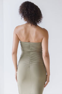 Rosana Strapless Ruched Midi Dress Rosana Strapless Ruched Midi Dress