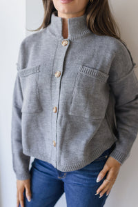 Dusty High Neck Cardigan Dusty High Neck Cardigan