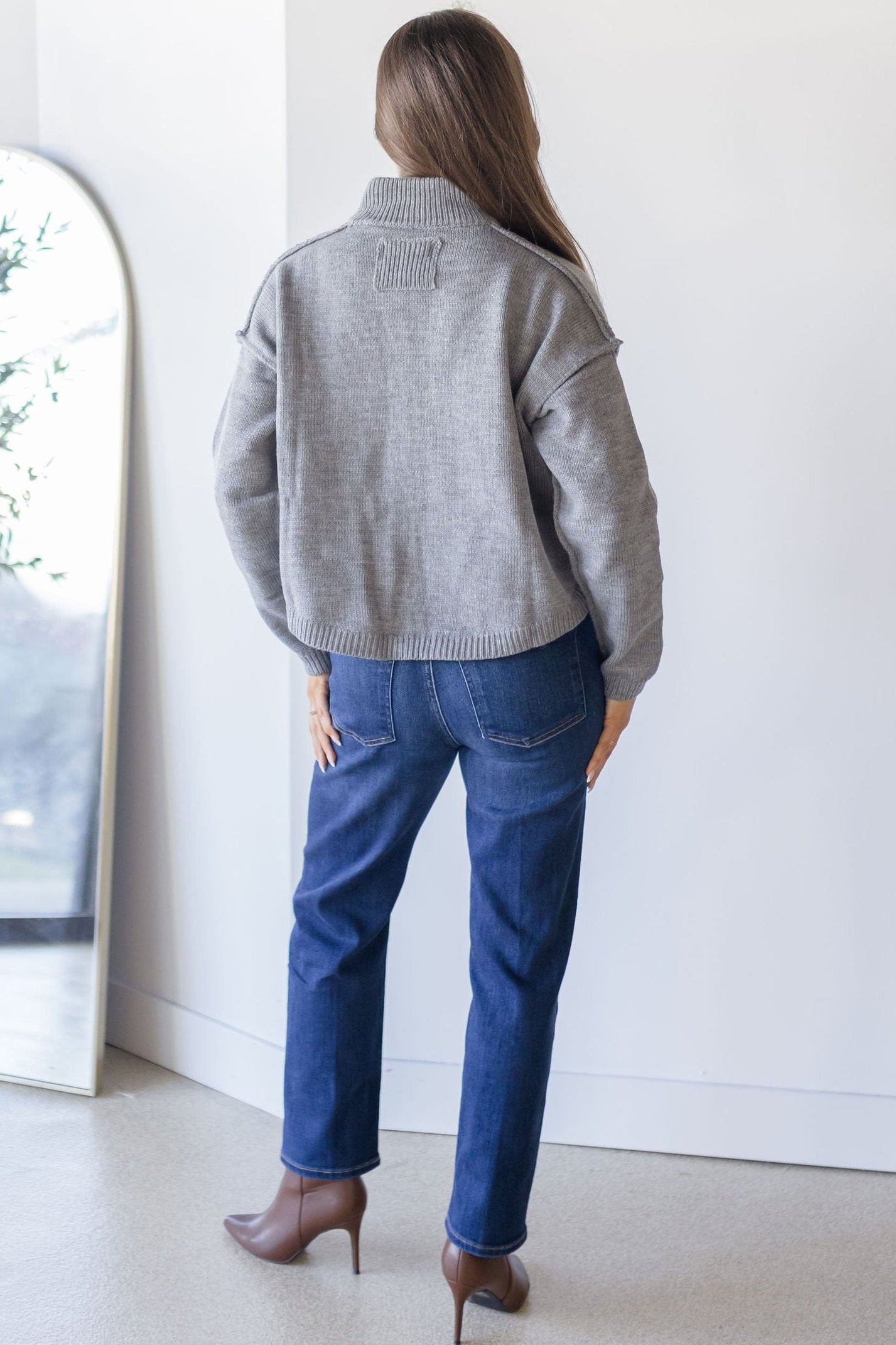 Dusty High Neck Cardigan Dusty High Neck Cardigan