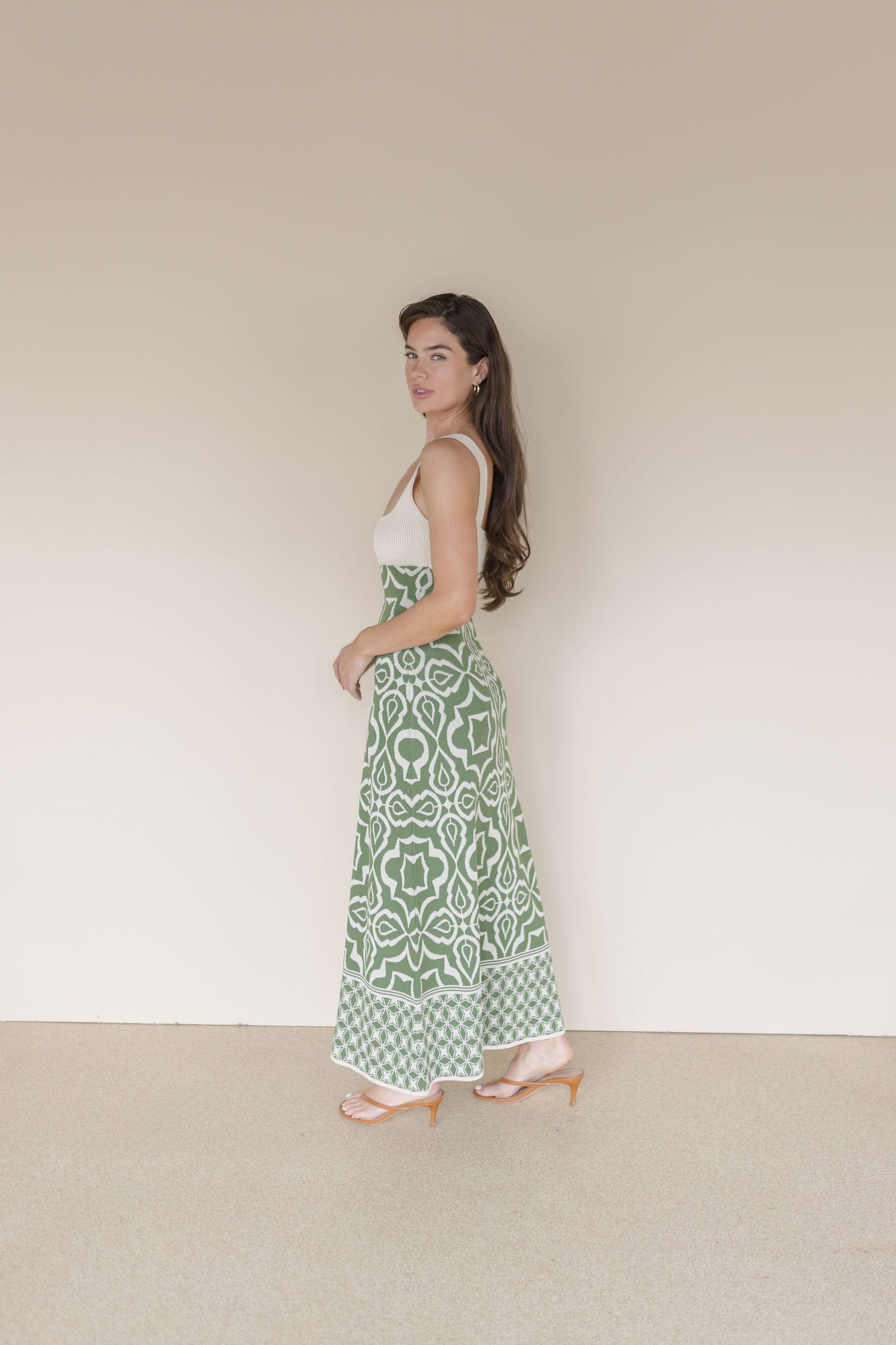 Verdant Rhythm Midi Dress