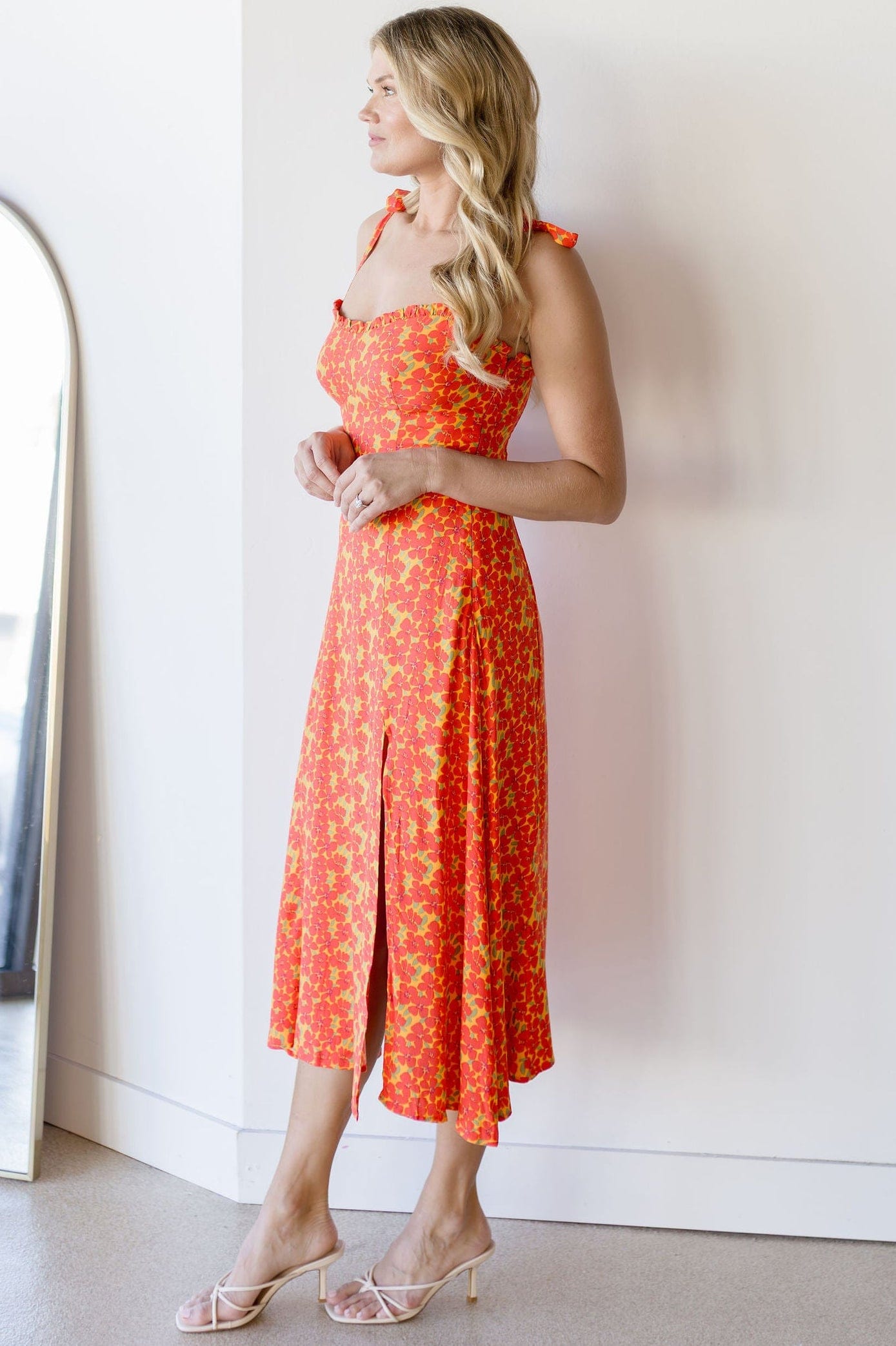 Poppy Field Midi Tie Dress