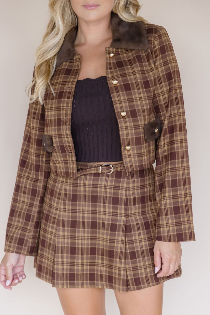 Hollis Plaid Belted Mini Skirt Hollis Plaid Belted Mini Skirt