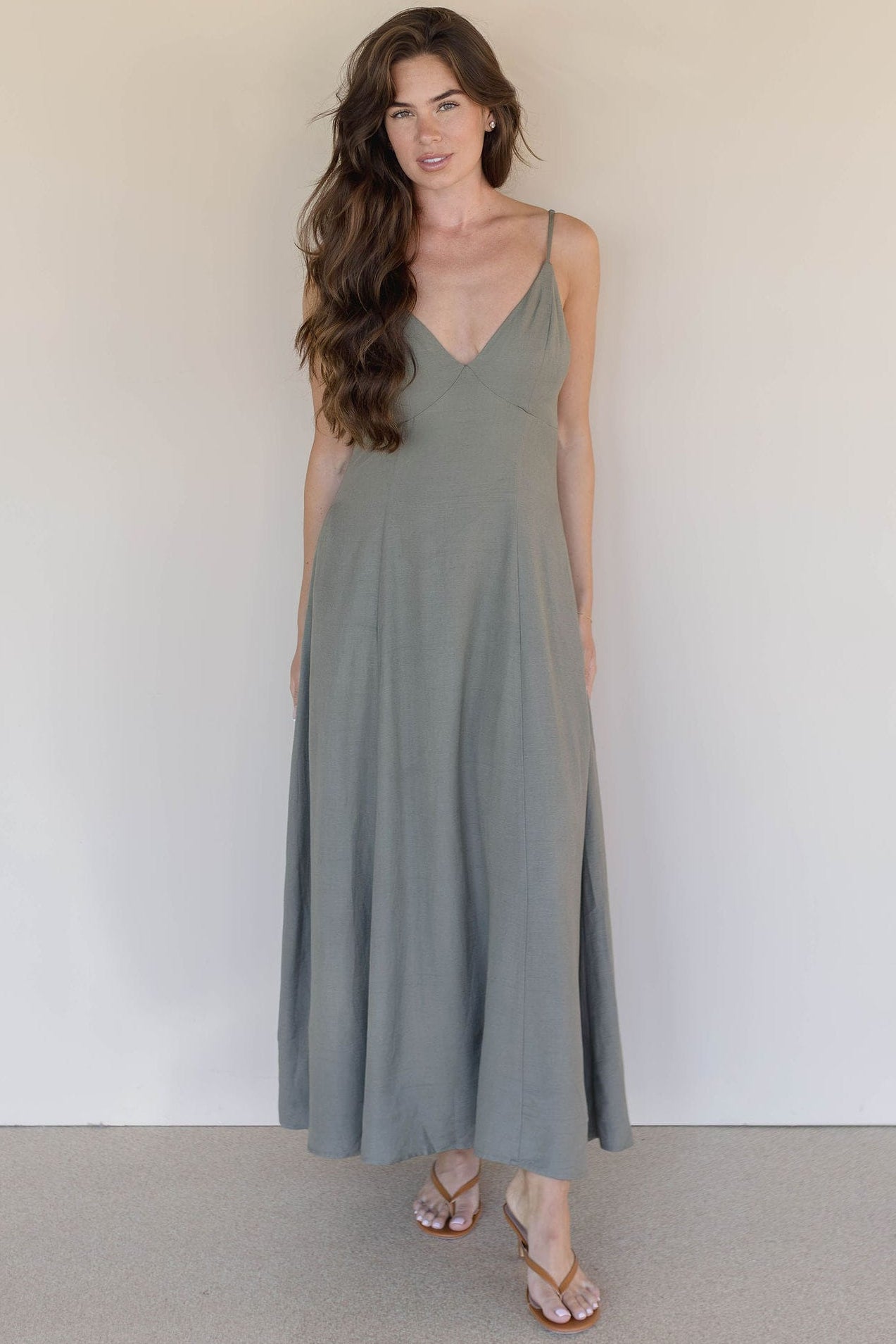 Elianna Linen Open Back Maxi Dress