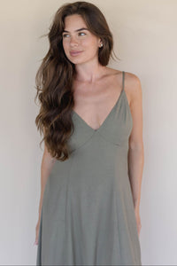 Elianna Linen Open Back Maxi Dress