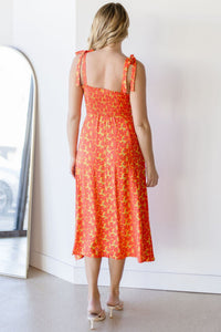 Poppy Field Midi Tie Dress