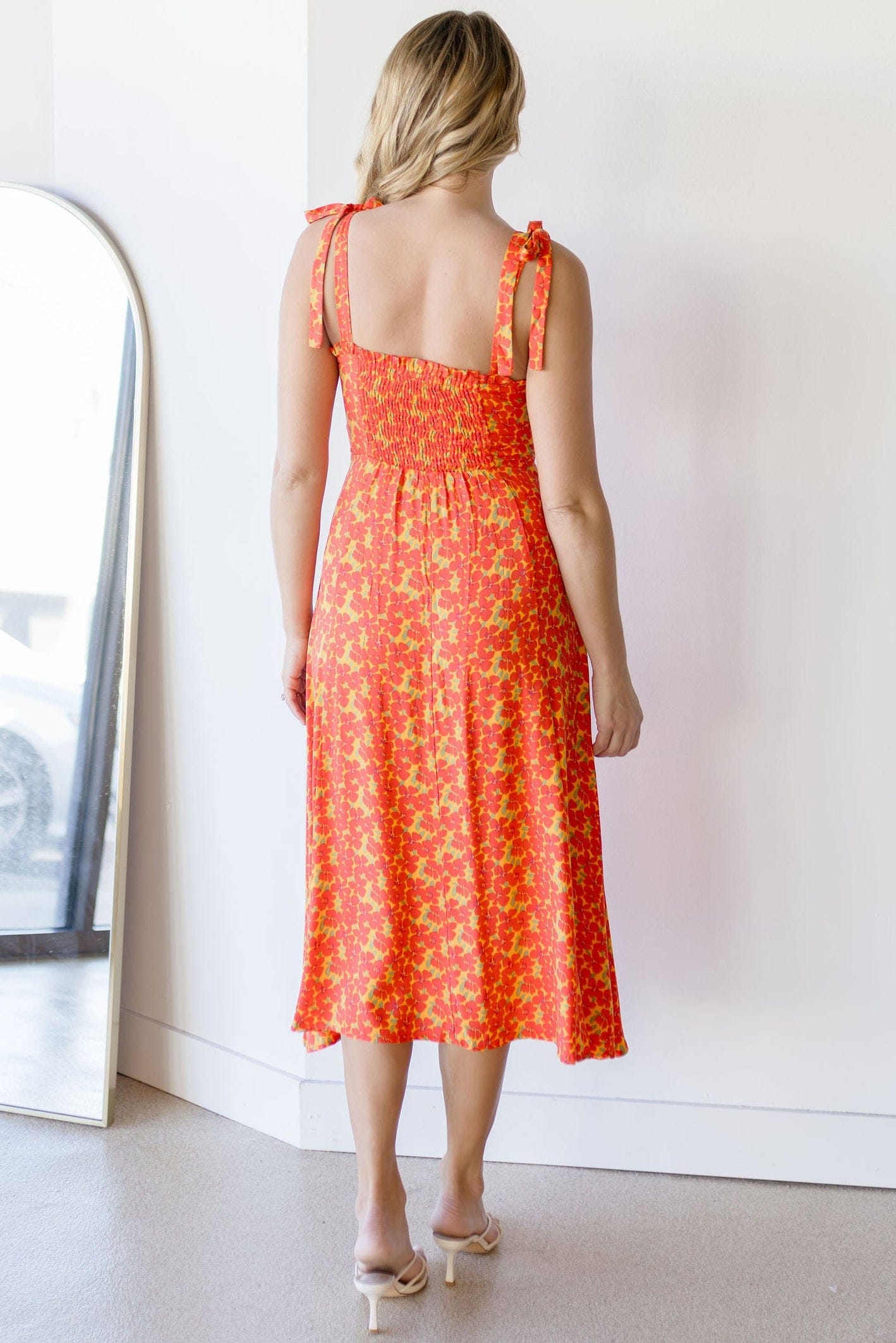 Poppy Field Midi Tie Dress