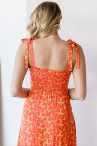 Poppy Field Midi Tie Dress