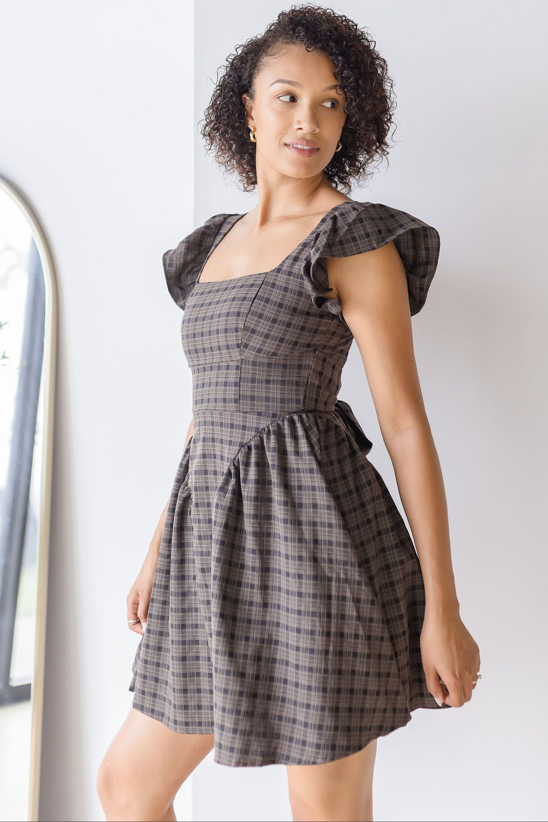 Meadowyn Square Neck Ruffle Corset Mini Dress Meadowyn Square Neck Ruffle Corset Mini Dress