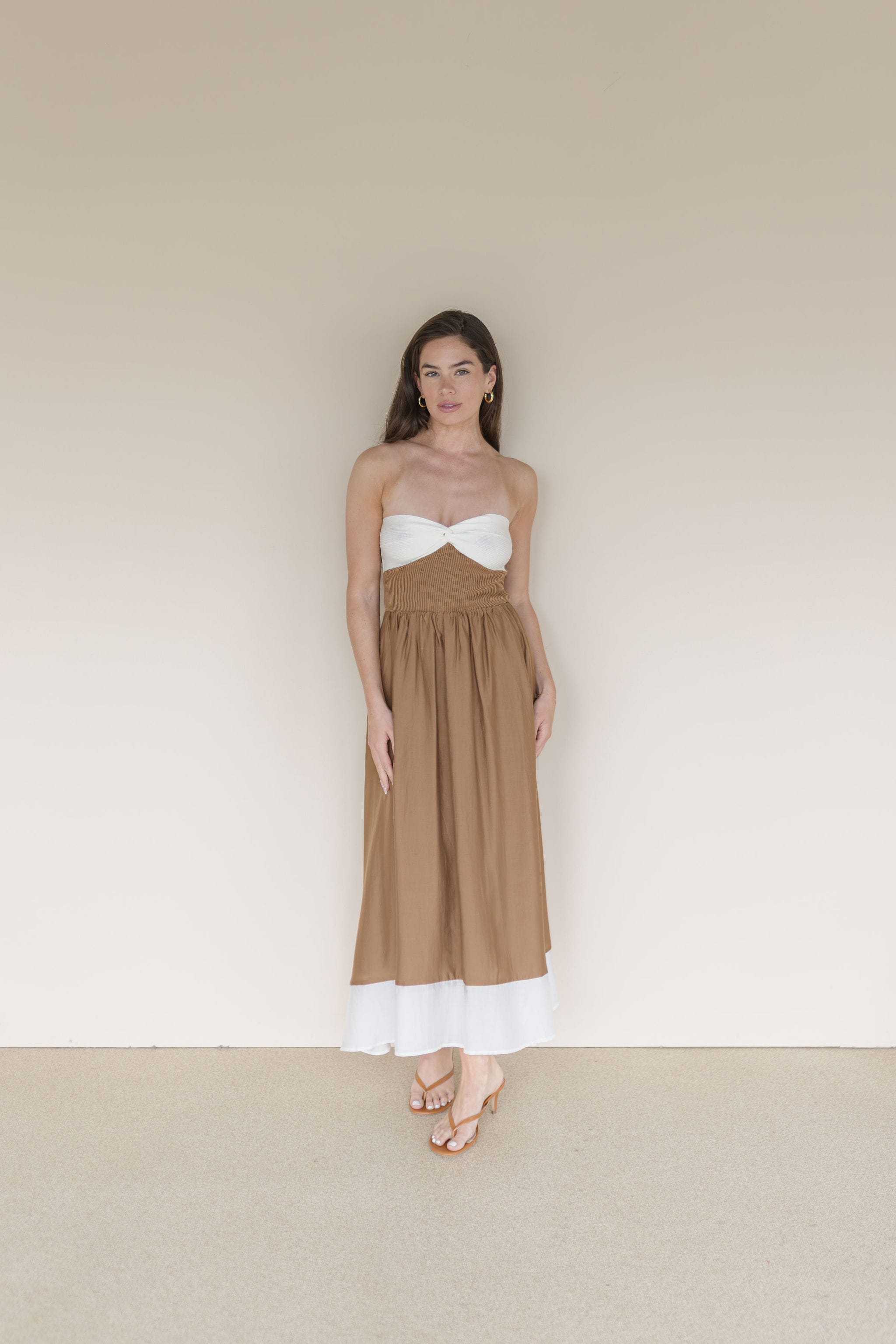 Gentle Flow Front Twist Midi Dress