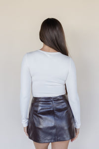 Fallon Croc Leather Mini Skort