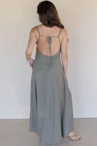 Elianna Linen Open Back Maxi Dress