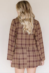 Harland Plaid Fur Trim Crop Jacket Harland Plaid Fur Trim Crop Jacket