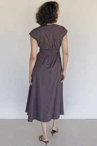 Pleated V Neck Midi Dress