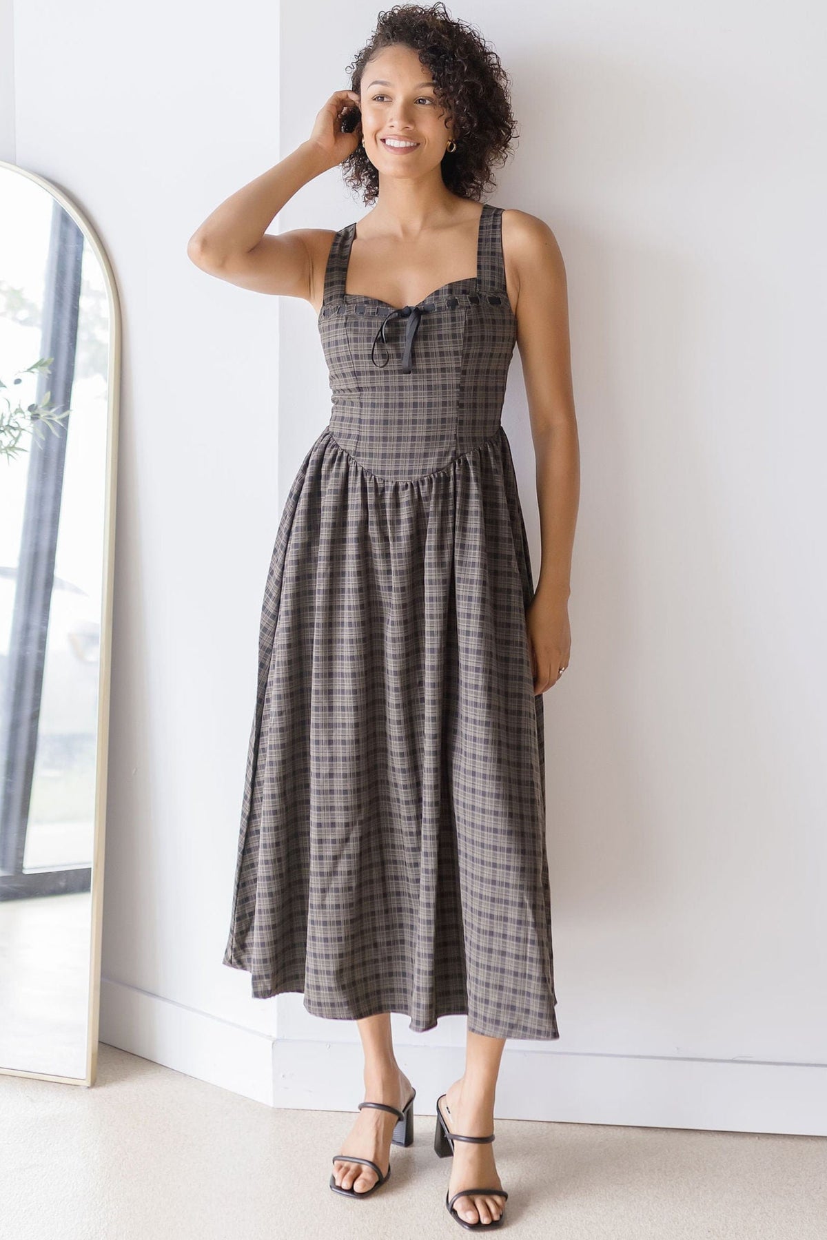 moon river midi dress Small / Dark Brown