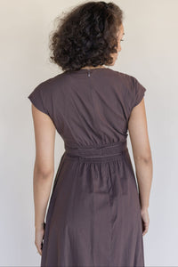 Pleated V Neck Midi Dress