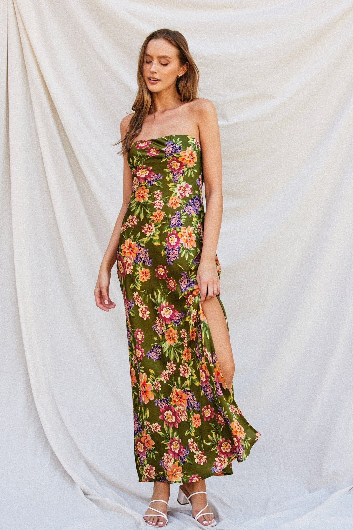 bloom strapless maxi dress Petal and Pup Women's Bloom Strapless Maxi Dress