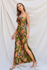 Art Of Bloom Strapless Maxi Dress