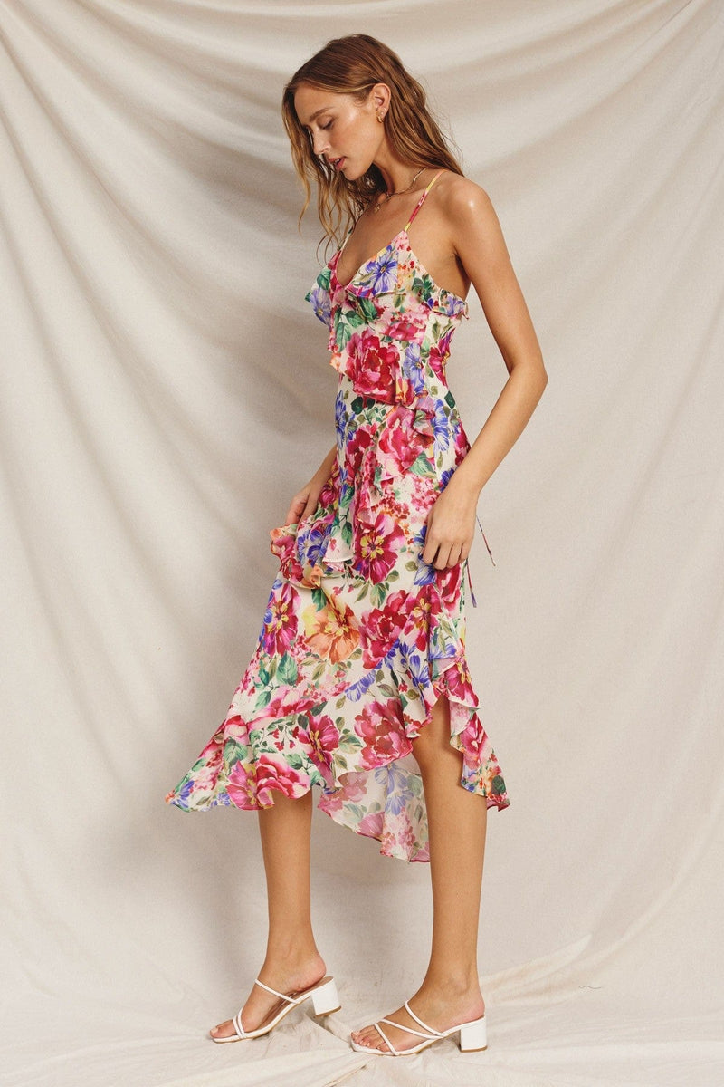 Cyrine Ruffled Floral Maxi Dress