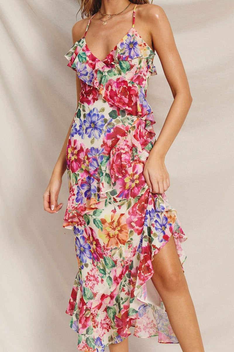 Cyrine Ruffled Floral Maxi Dress