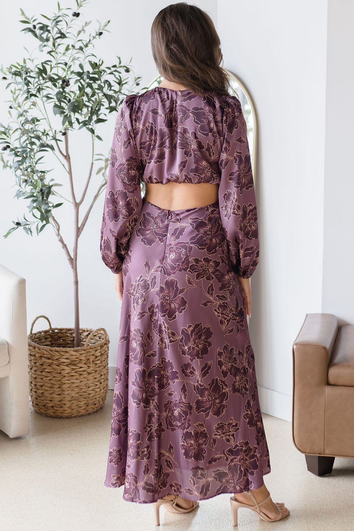 ASTR The Label Quinn Dress Plum Floral