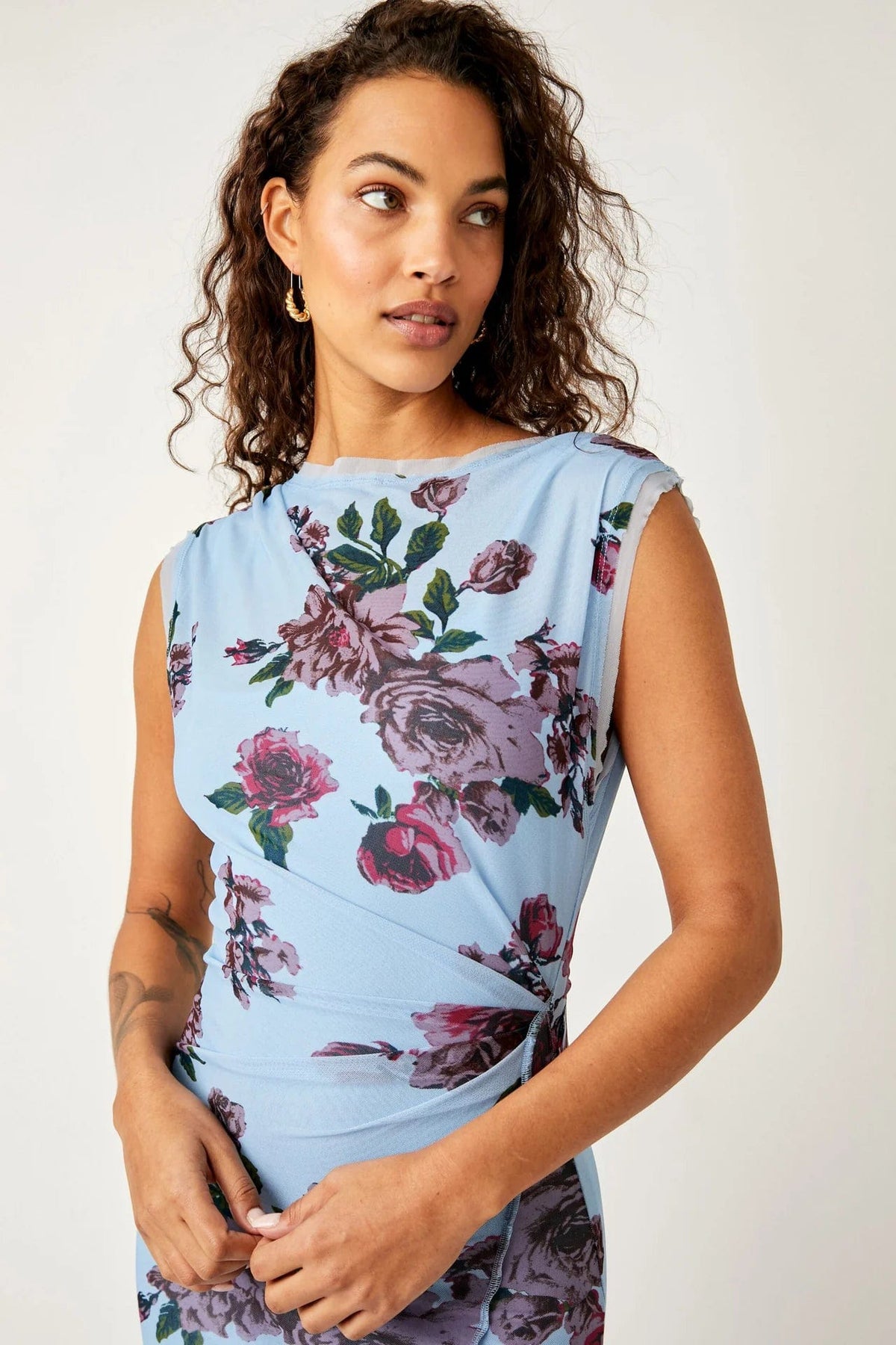 carmel floral mesh dress Small / Blue Combo