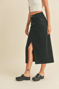 On The Town Denim Skirt in Black by WREN The Label